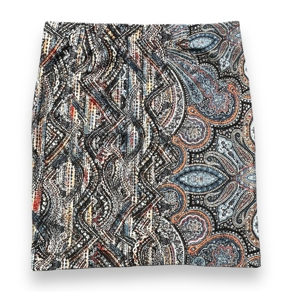 J. Jill Mod Paisley Jacobean Print Ponte Pencil Skirt Size Medium - Picture 2 of 7